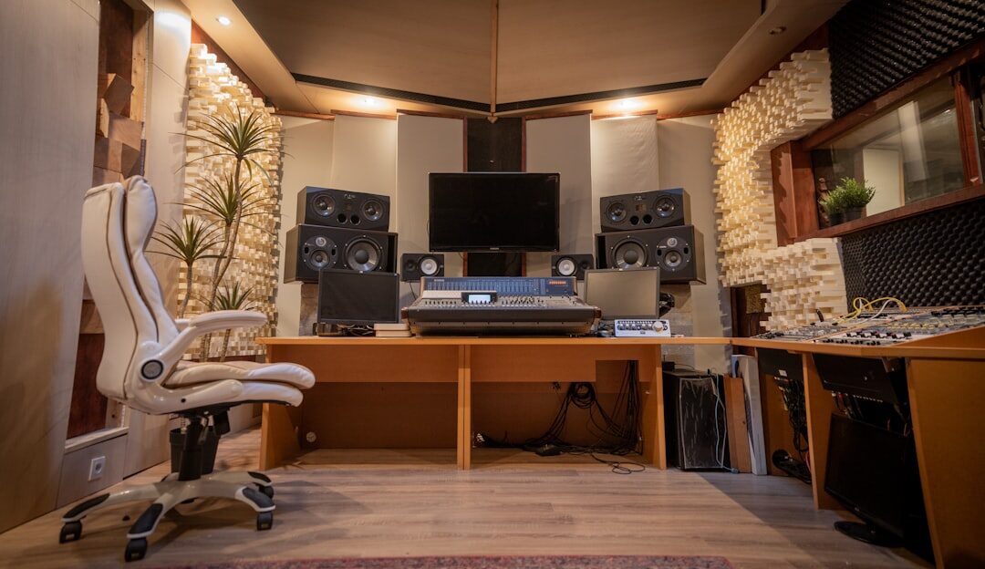 Professional recording studio with soundproofing and equipment